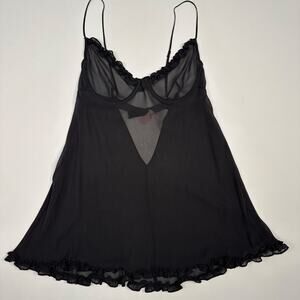 Victoria’s Secret Silk Ruffled Charcoal Gray Slip Nightie Size 34C